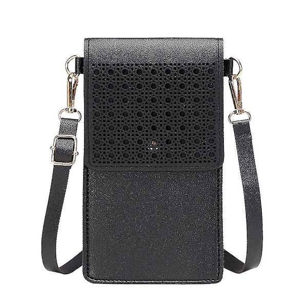 Dame Crossbody Mobiltelefon Lommebok PU Lær Høy Sensitivitet Berøringsskjerm Telefon Pink