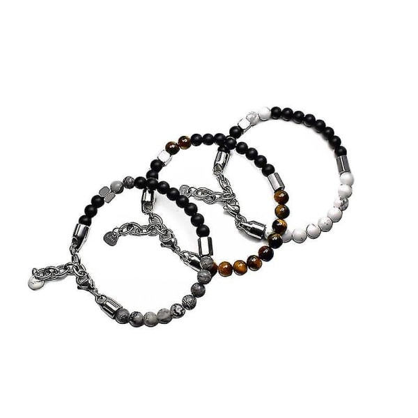 Justerbart armband med pärlor för män Smycken Present Kolstål Handkedja med runda pärlor C