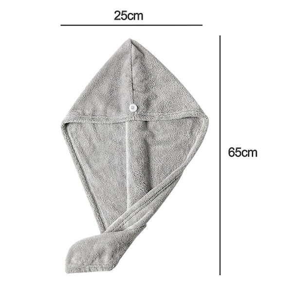 Korallfleece Handduk för Hår, Absorberande Hårhandduk (2 Grå)