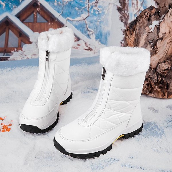 Dam Snow Boots Vinterstövlar Ankel Boots Damstövlar Varma Päls Anti-Slip 2Ks2239 White 42