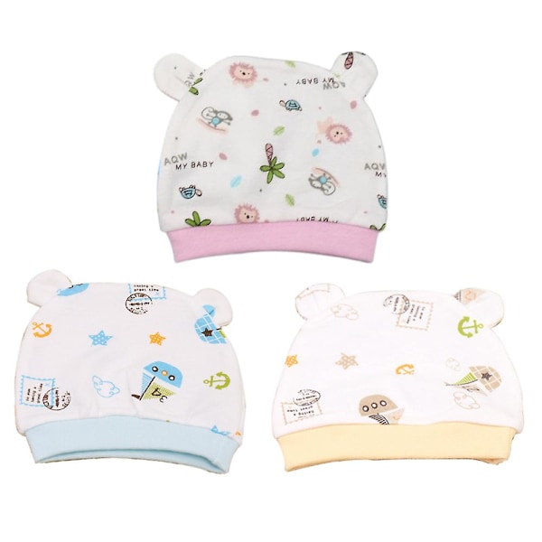 3-delad babyhattsats lämplig för 0-3 månaders ålder, nyfödd babyhatt för pojkar och flickor style4