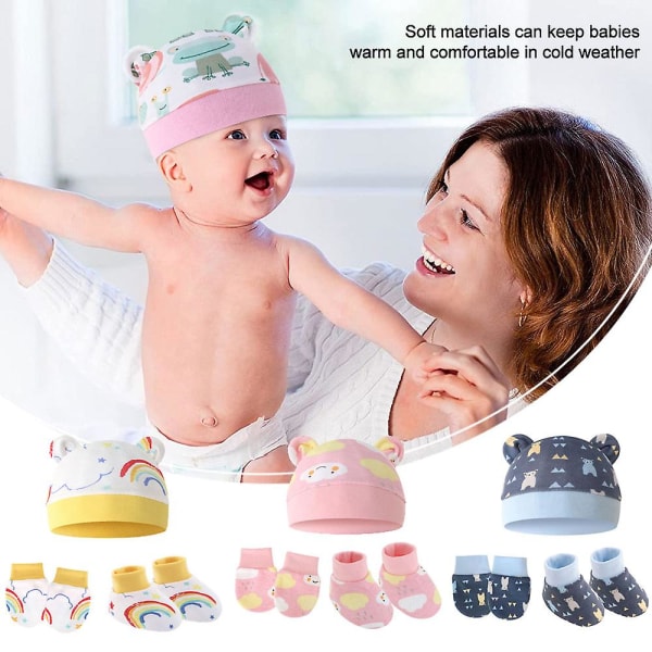 3 stycken installerad baby cap Baby anti-scratch Anti-fall fotskydd Pojkar och flickor Anti-halkstrumpor set3