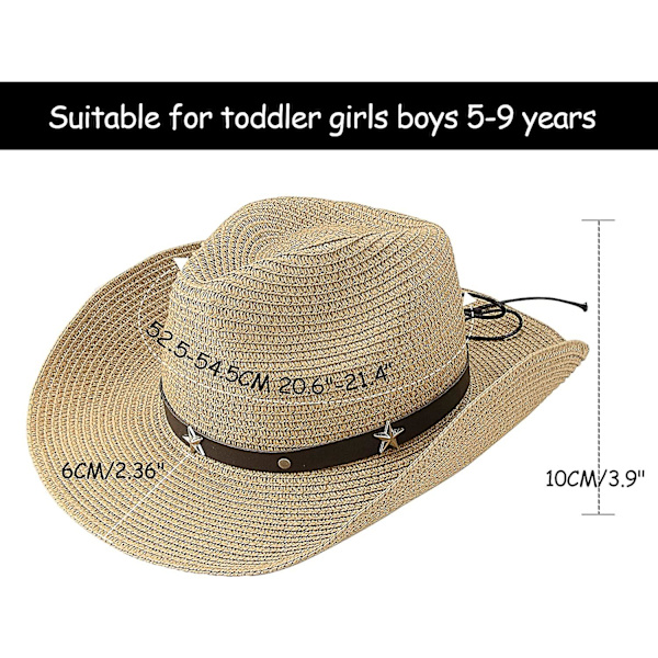 Halm Cowboy Hattar För Småbarn Flickor Pojkar Sommar Solhatt Bälte Spänne Cowgirl Western-hatt För Barn 2-4 År