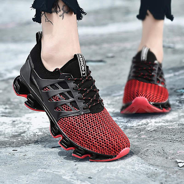 Sport Löparskor För Herr Mesh Andningsbara Trail Löpare Mode Sneakers K06 Red EU 44