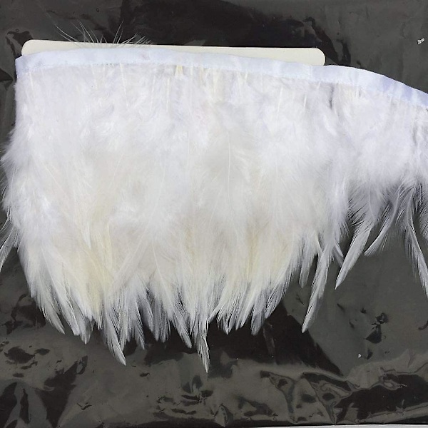 2 yards Hane Hackle Fjer Trim Kjole Dekoration (hvid)