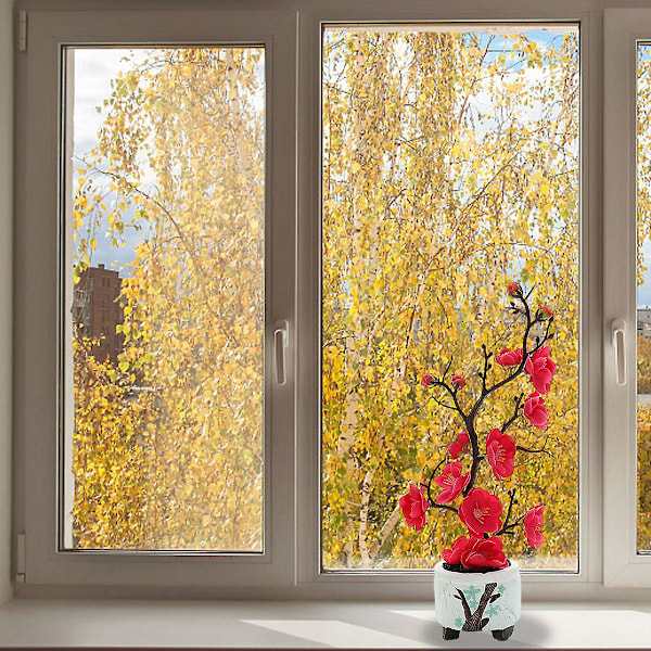 Simulerade blommor, gröna växter, krukväxter, simulerade plommonblommor krukväxter, heminredning, festdekoration Rose red