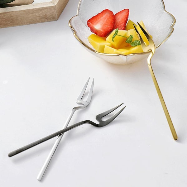 18/8 Rustfrit Stål Moderne Mini Frugt Appetitgafler Og Dessert Skeer Sæt (4 Gafler + 4 Skeer) black