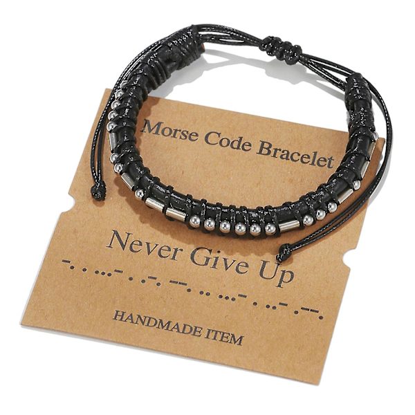 Morse Code Alfanumerisk Par Armband Justerbara Armband Morse Code String ZJ8399-Never Give Up