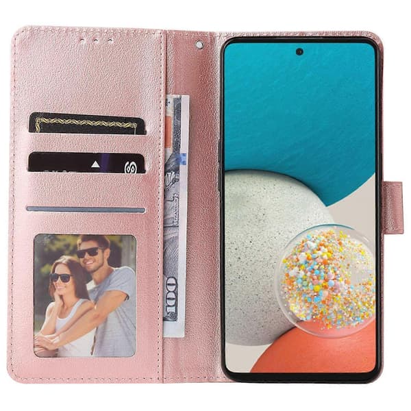 För Samsung Galaxy A53 5G Stötsäkert PU-läder Vikbart Stativfodral Folio Flip Telefon Plånboksfodral Blue