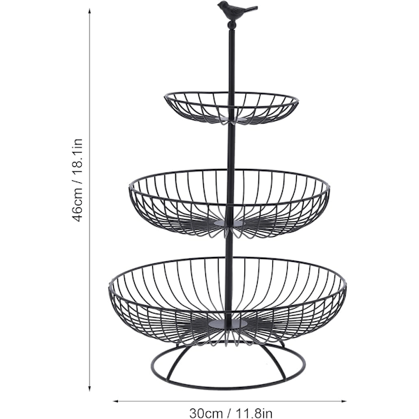 Frukthållare, fruktkorgskål Bra bärande kapacitet 3-lager metall Elegant design Robust metallram för kök för