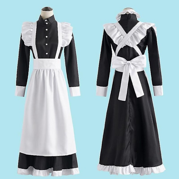 Klassinen Pikkutyttö-tyyliinen Cosplay-asu, söpö pitkä mekko, Cosplay-puku, brittiläinen kahvila-tyyli, Pikkutyttö-mekko L Male