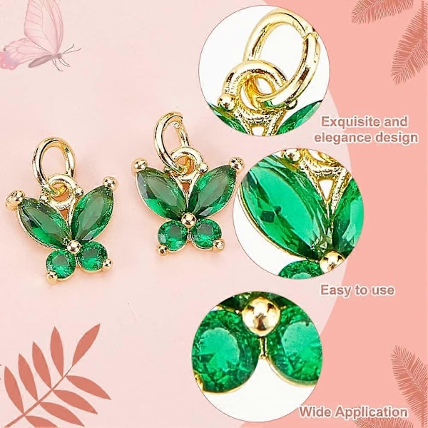 Messing Anheng Cubic Zirconia Anheng Dingle Charms Rekvisita for DIY Armbånd Halskjede Øredobber Smykkefremstilling
