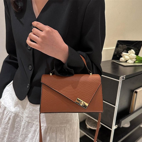 Enkel retro handväska ny mode casual konstläder axelväska liten väska flicka Dark brown