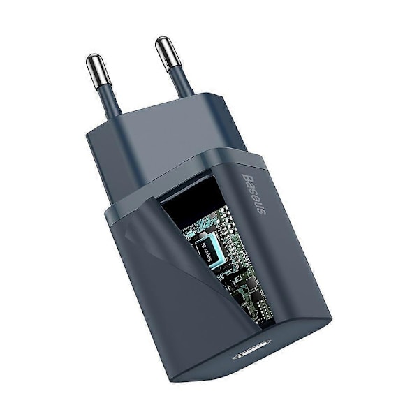 Super Si 1C Hurtig USB-C 20W PD Oplader + Kabel til iPhone Lightning 1m Blå