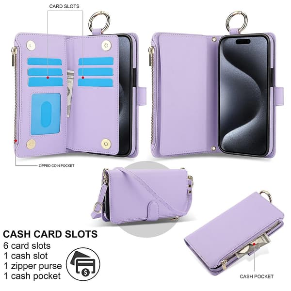 Crossbody Plånbok Läderfodral För iPhone 11 Pro Max / 11 Pro / iPhone 11 Purple For iPhone 11 Pro