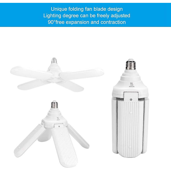LED-kattovalaisin, 60 W E27 Ac95-265v Neljä Superkirkasta LED-kattoriipusvalaisinta, Taitettava tuuletinlamppu