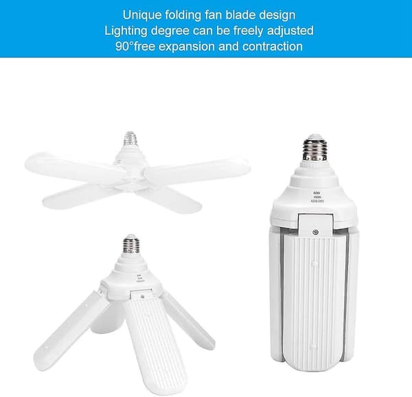 LED Loftlampe, 60W E27 AC95-265V Fire Super Lyse LED Loft Pendellamper, Foldbar Viftelampe