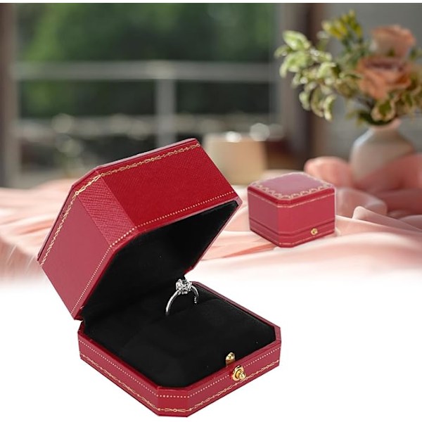 Ringbox, ring presentlåda, smyckeslåda, örhänge smyckeslåda, används för bröllop, förslag, förlovningar, alla hjärtans dag