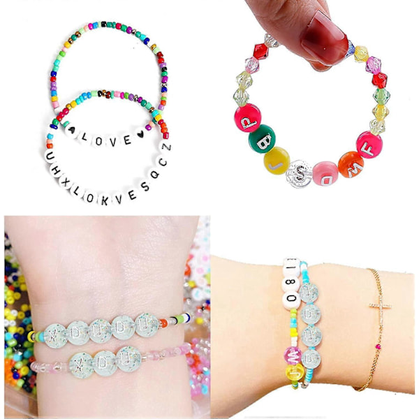 Omkring 600 stk. lysende akrylperler, der lyser i mørke, 6 stilarter, assorterede farverige løse akrylperler til smykkefremstilling