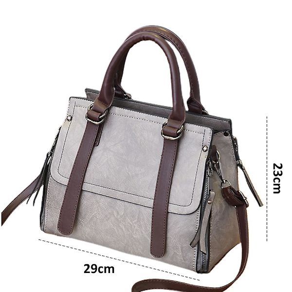 Uusi muodikas käsilaukku, tekonahkaa, retro, suuri olkalaukku/crossbody-laukku grey