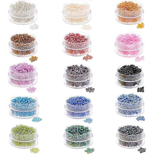 9000 st Glasfrö Pärlor för Smyckestillverkning 15 Färger 8/0 Frö Pärlor Hantverk Glas Pärlor Hantverk Ponny Midjepärlor
