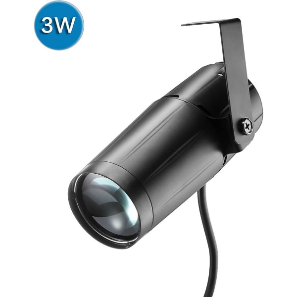 Scenebelysning, LED 3W projeksjonslampe hvit farge pinspot med EU-plugg