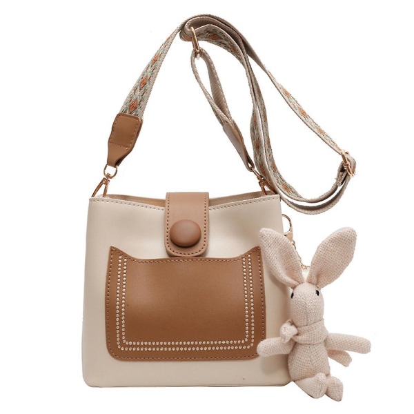 Ny Pu Tote Bag Mode Handväska Axelväska Joker Retro Slung Bucket Bag khaki