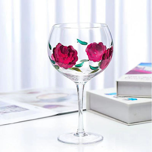 1 st handmålat vinglas i högkvalitativt glas Kristallhögt glas Hushåll Ins Nischglas Vinglas A005
