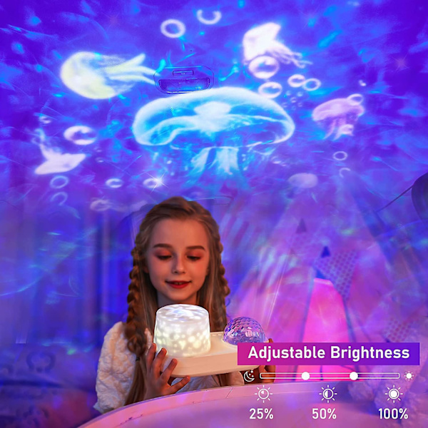 Heytea Ocean Night Light Projektor, Galaxprojektor för Barnrum, Nebula Stjärnprojektor med USB-kabel, 360 Graders Rotation Barn Nattlampa