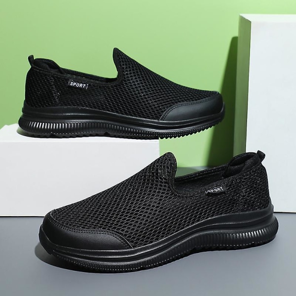 Herr Sneakers Lätta Promenader Andningsbara Sommar Bekväma Casual Skor 209 Black EU 49