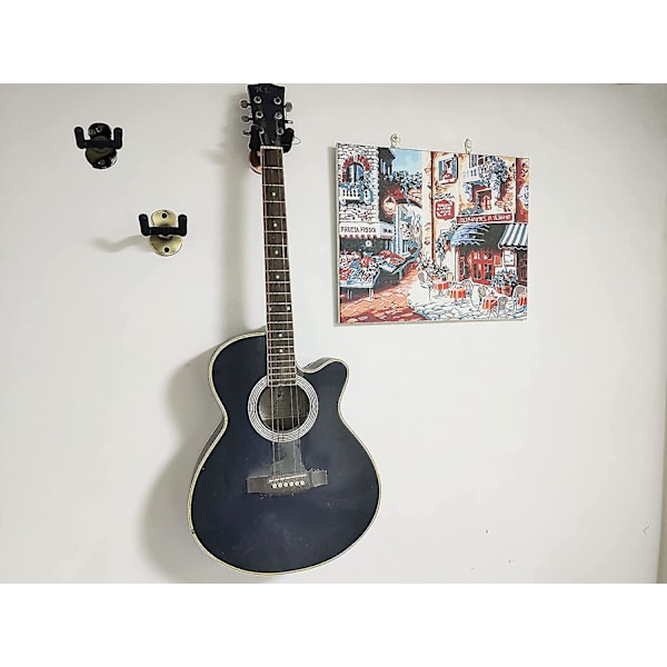 Väggfäste för gitarr, metallgitarrkrokar - 2-pack, gitarrställ med skyddande skum, universell krok - svart