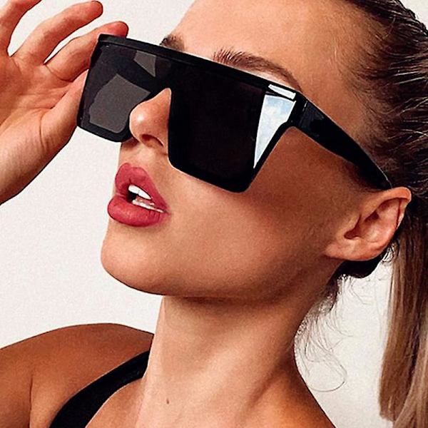 2023 Oversized neliönmuotoiset aurinkolasit naisille, vintage, suuret kehykset, muoti aurinkolasit naisille/miehille, Gafas De Sol WhiteDoubleGray Free cloth