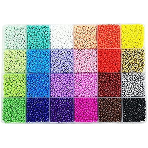 24-delad set med flerfärgade bakfärgade pärlor i glas, pärlor i låda för gör-det-själv-armband och halsband about 24000pcs 2mm beads