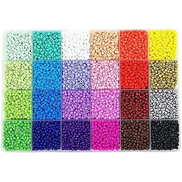 24 Slot Multicolor Baking Paint Beads Set Glaspärlor Box Pärlor för gör-det-själv armband och halsband about 24000pcs 2mm beads