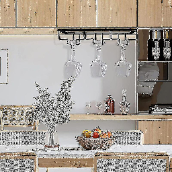2 Pakning 3 Rad Vinglassholder Under Skap Stamware Vinglassholder Glass Oppbevaring Henger Metall Organizer For Bar Kjøkken White-2PC