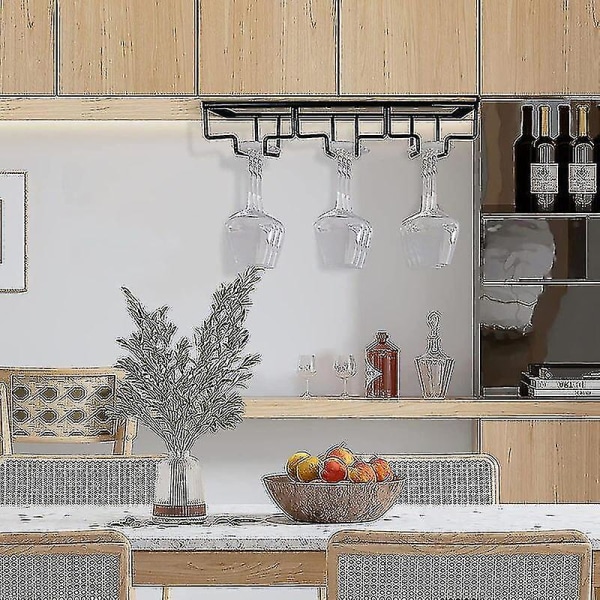 2 Pakning 3 Raders Vinglassholder Under Skap Stammevare Vinglassholder Glass Oppbevaring Henger Metall Organizer For Bar Kjøkken Black-2PC