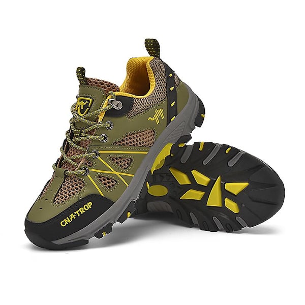 Vandrestøvler til mænd og kvinder - Lavt snørebånd - Sneakers til udendørs vandreture, trekking og gåture 3Dt899 Khaki EU 40