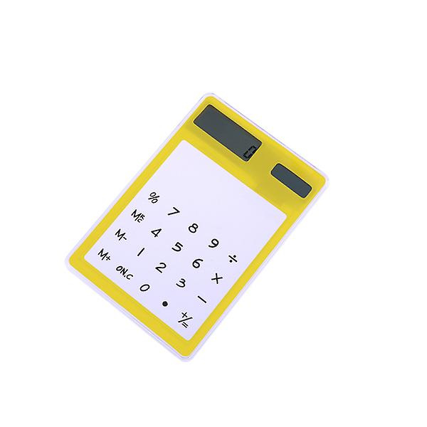Aurinkolaskin läpinäkyvällä kosketuspaneelilla ja LCD-näytöllä, koulutarvikkeet (keltainen) Yellow 1pc
