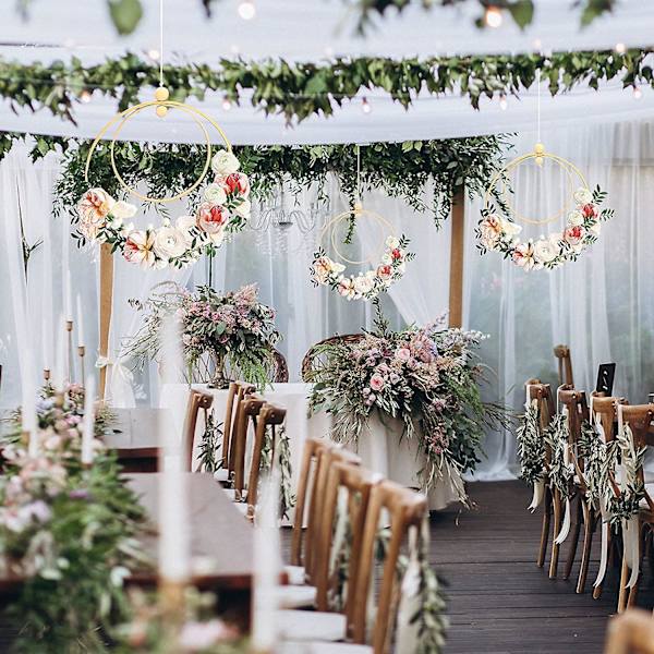 8 stk. Blomsterkransring i tre og bambus med 2 størrelser og 22 stk. treperler for håndverk og DIY-hjemmeinnredning, bryllupsdekorasjoner, drømmefanger og veggdekor