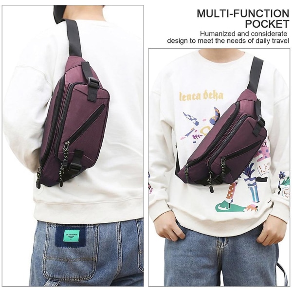 Bröstväska Herr Axelväska Crossbody Väska Casual Canvas Väska Bröst Liten Ryggsäck purple