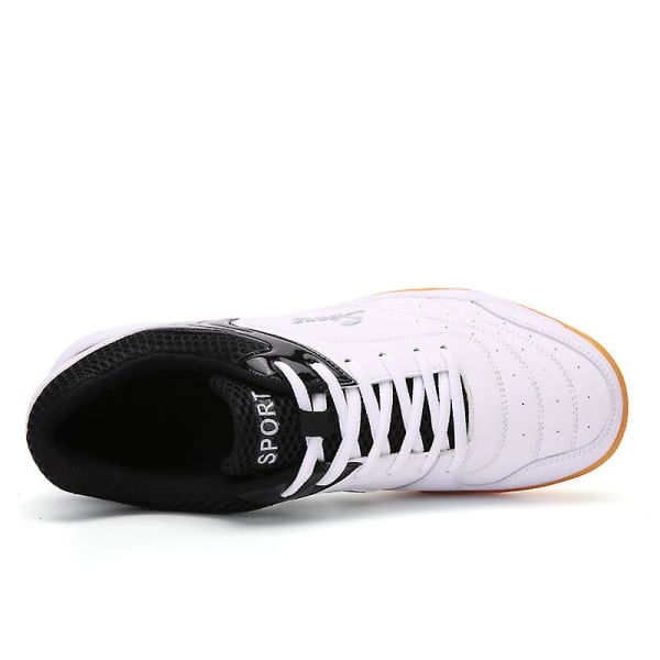 Mænd Kvinder Letvægts Sneaker Mode Indendørs Court Sko Velegnet Til Badminton 3D7059 WhiteBlack EU 45