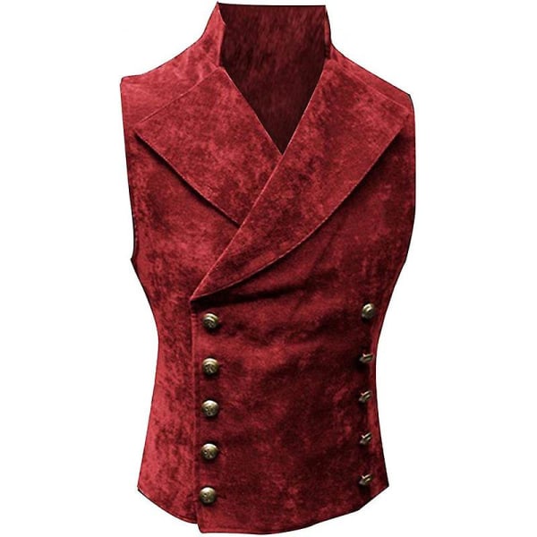 Herr Victorian Kostym Väst, Steampunk Gotisk Väst Red XL