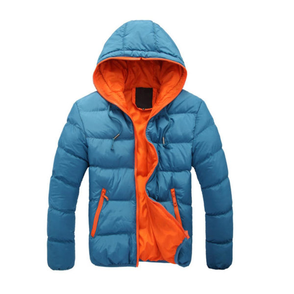 Vinterrockar för män Vattentålig huvtröja Pufferrock för kallt väder Kläder 4XL Sky Blue Orange