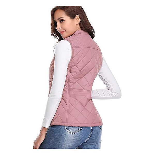 Dame Quiltet Lynlåsvest, Ærmeløs Jakkevest Pink M