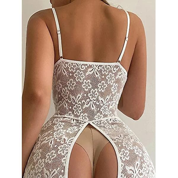 Dame Self Knot Front Teddy Lingeri, One Piece Blondesuit White M