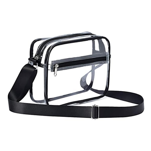 Kolmivärinen 25*23*7cm PVC Läpinäkyvä Olkalaukku Kannettavaan Matkustamiseen black