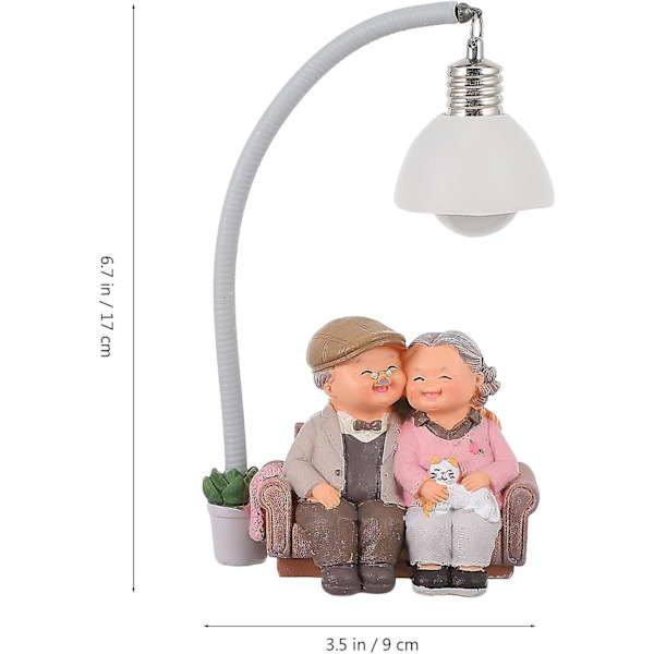 Morföräldrar Figurer Kärleksfulla Äldre Par Figurer Söta Figurer Nattljus Skrivbordsfigur