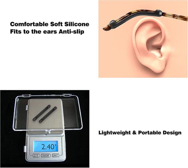 6 Par Silikone Brille Stangspids Ærmeholder, Skridsikker Elastisk Glas