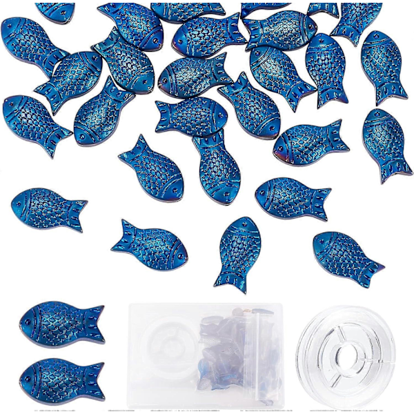 1 Ask 100 st Fiskarpärlor Bulk Glas Fiskarpärla Charm Sommar Hav Ocean Djur Distanspärlor Dubbelsidiga Små Fiskar Lösa Pärlor för Smyckestillverkning Pärlning