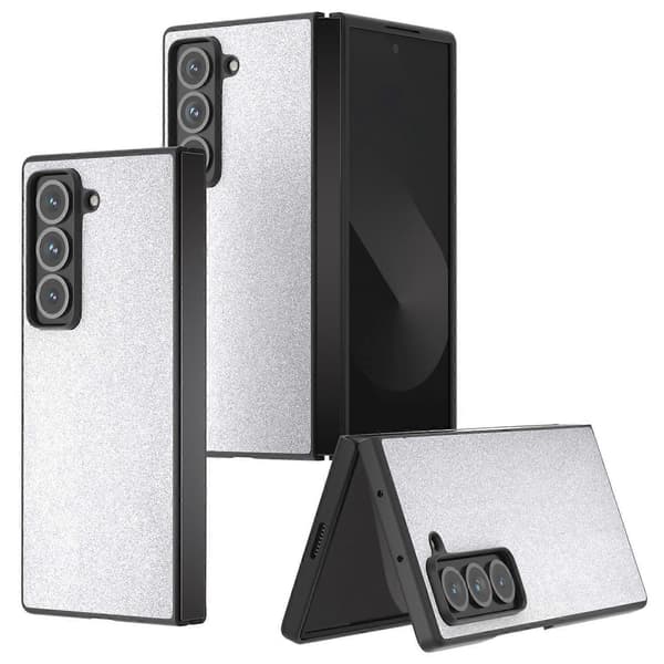 Specialetui med glitterlæder til Samsung Galaxy Z Fold - Pink Silver